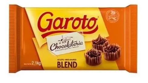 COBERTURA CHOCOLATE AO LEITE/MEIO AMARGO BLEND GAROTO 2.1KG (UN)