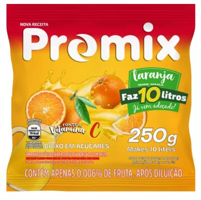 REFRESCO EM PO PROMIX 10X250G 10L LARANJA (UN)
