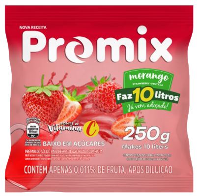 REFRESCO EM PO PROMIX 10X250G 10L MORANGO (UN)